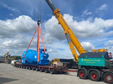 Transportation of 110-ton steam turbine from the Netherlands to the UK